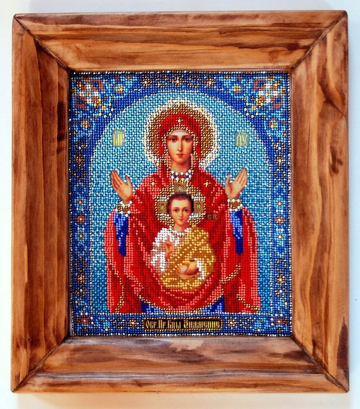 Икона Пресвятой Богородицы Знамение ручная работа